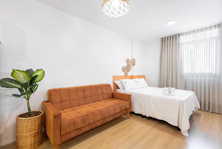 Estudio espaçoso e bem localizado no centro