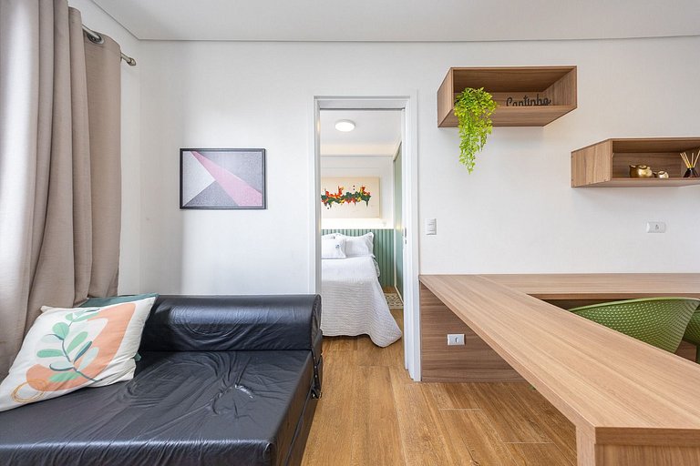 Studio finamente decorado em Curitiba, até 2 pessoas, 29m