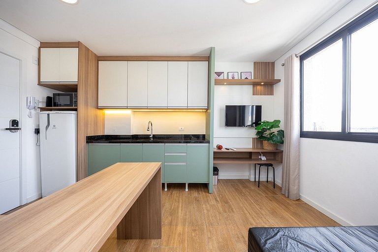 Studio finamente decorado em Curitiba, até 2 pessoas, 29m