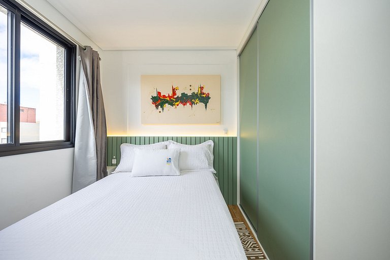 Studio finamente decorado em Curitiba, até 2 pessoas, 29m