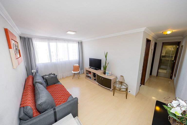 Studio finamente decorado em Curitiba, até 3 pessoas, 45m²
