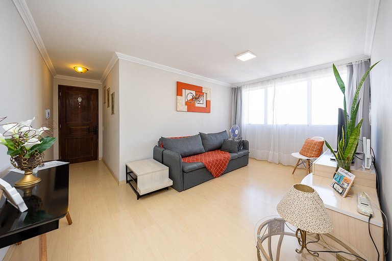 Studio finamente decorado em Curitiba, até 3 pessoas, 45m²