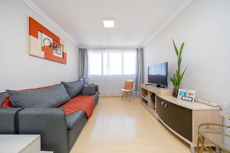 Studio finamente decorado em Curitiba, até 3 pessoas, 45m²