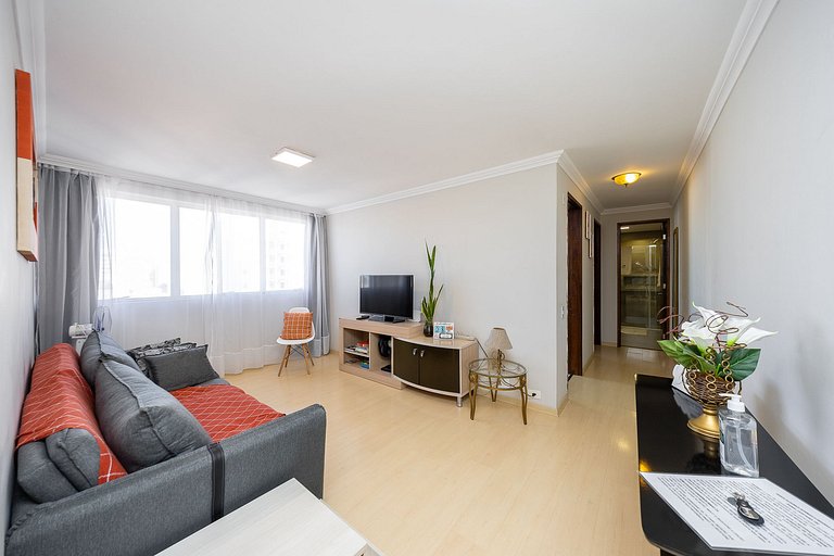 Studio finamente decorado em Curitiba, até 3 pessoas, 45m²