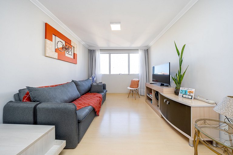 Studio finamente decorado em Curitiba, até 3 pessoas, 45m²