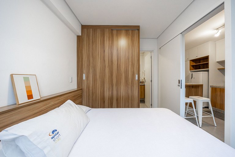 Studio finamente decorado em Curitiba, até 2 pessoas, 25m²