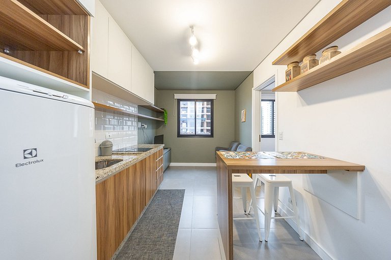 Studio finamente decorado em Curitiba, até 2 pessoas, 25m²