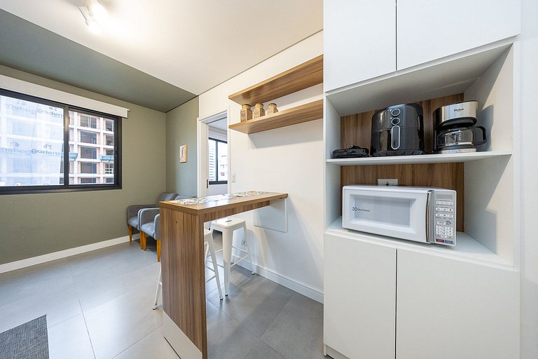Studio finamente decorado em Curitiba, até 2 pessoas, 25m²